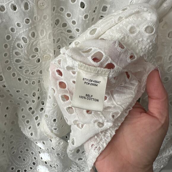 Skies are Blue White Eyelet Long Sleeve Button Down Large NWT Cotton - Picture 5 of 5